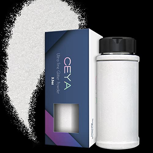 Ceya 3.5oz/ 100g Ultra Fine Glitter Powder Pearl White Glitter 1/128” 0.008” 0.2mm for Slime Epoxy Resin Craft Tumbler Jewelry Nail Art Festival Makeup Scrapbook Painting Wedding Cards