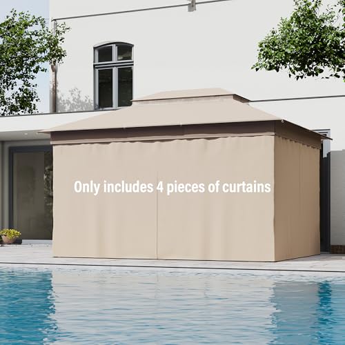 LAUSAINT HOME Gazebo Privacy Curtains 10'x13' with Zipper and 4-Panels
