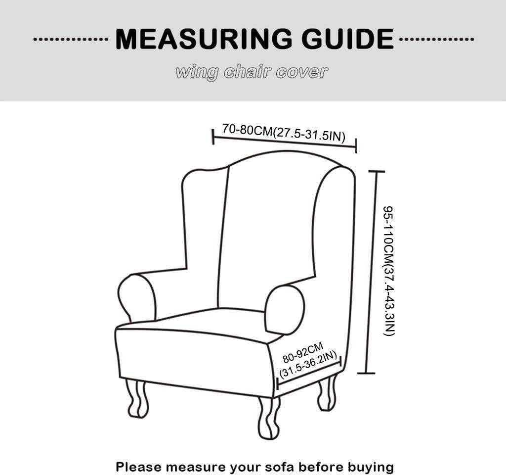 Stretch Armchair Chair, 2-Piece Super Soft Wingback Chair Slipcover Elasticity Solid Color Anti Scratchc Wing Chair Covers Pets Kids Children Dog Cat (Color : Light Grey, Size : 2 Piece)