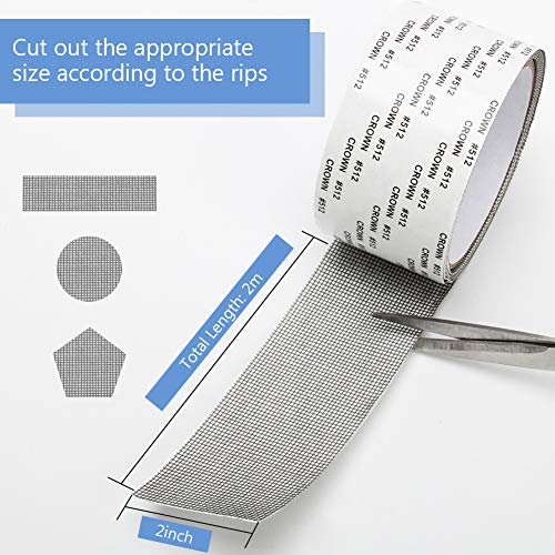 Wiwaplex Screen Repair Tape, 2" Width Fiberglass Screen Repair, 3-Layer Strong Self Adhesive & Waterproof Window/Door Repair Patch, Covering Mesh Repair Holes Tears - Gray (79.4”) (1 Roll) #TOP3