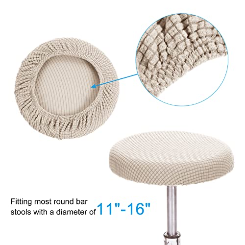 PATIKIL 11" Round Bar Stool Cover, Washable Elastic Stool Cover for Diameter 11"-13" Chair, Beige - Image 3