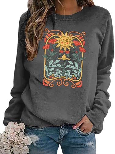 HESIXENVOL Vintage Wildflowers Sweatshirt Women Boho Floral Casual Long Sleeve Printed...