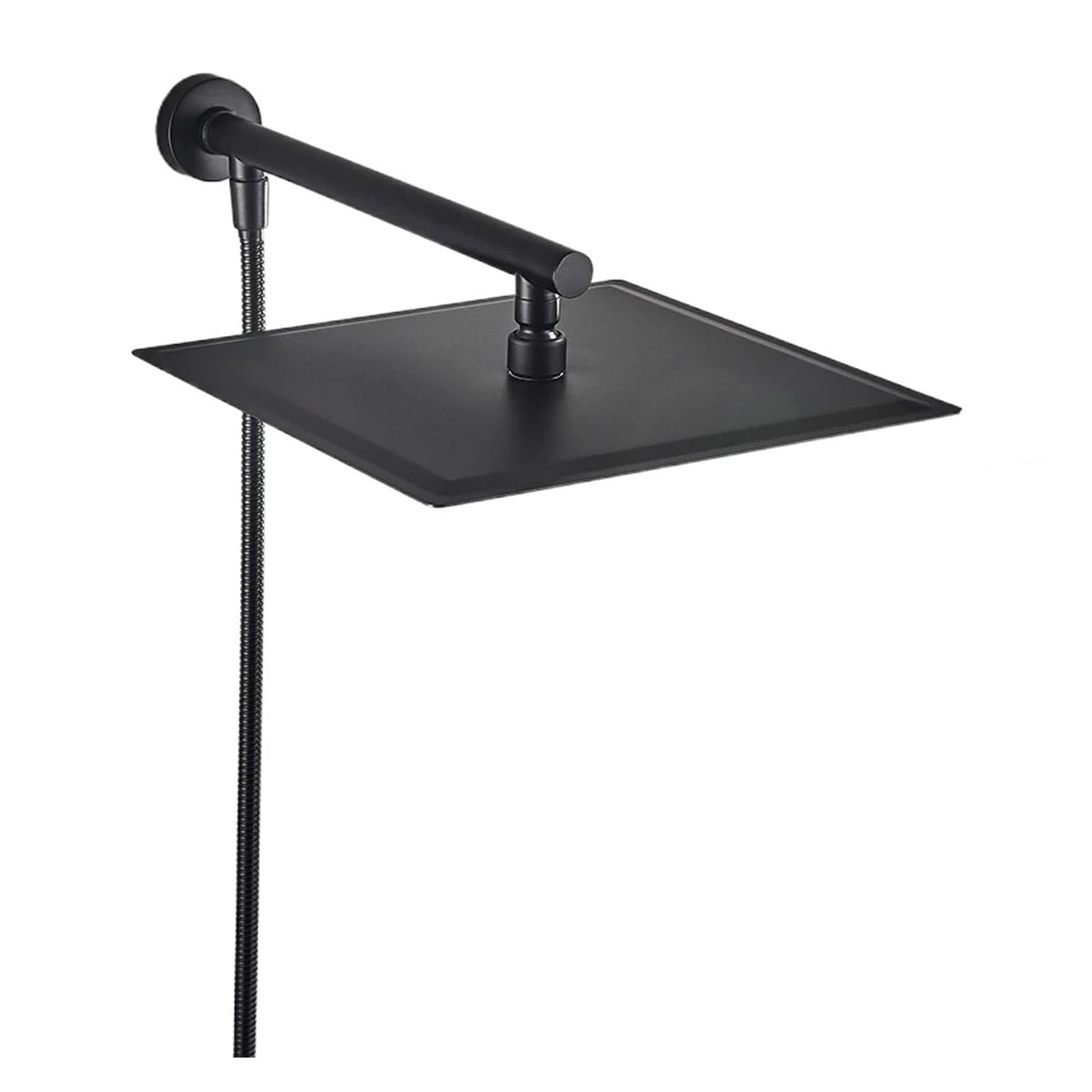 Matowa czarna głowica prysznicowa ze stali nierdzewnej 30 cm montowana na ścianie mosiężne ramię 150 cm wąż – wysokiej jakości łazienka deszczownica zapewnia luksusowe wrażenia z prysznica