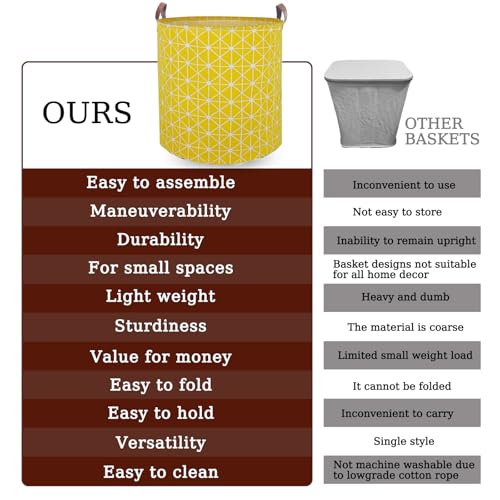 Image of Waterproof Laundry Hamper Collapsible Laundry Basket Leather Handle Laundry Bag Large Clothes Storage Toy Organization for Bathroom Bedroom Laundryroom College Dorms (Nursery Bins Boxes-002)
