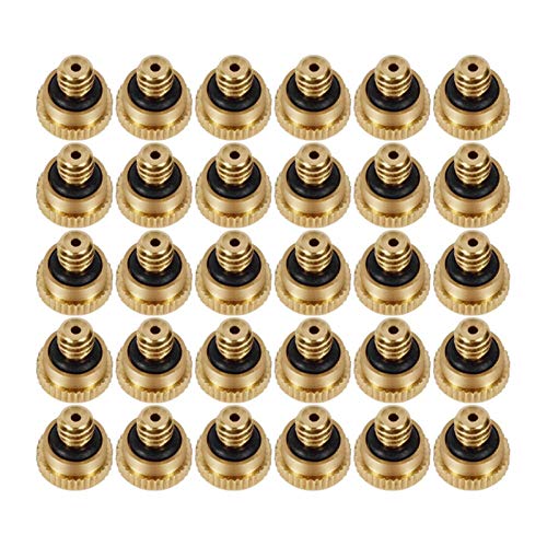 FWKTG 20PCS Messing Nebeldüsen für Kühlsystem Misting Sprühdüse für Gartenschlauch Kühlung Befeuchtung Sprinkle Garden Bewässerungs (0,1-1.0mm) (Size : 0.1MM) Cover