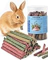 ERKOON 38pcs Bunny Chew Toys for Teeth, Natural Timothy Hay Sticks Chinchilla Chew Toy for Rabbits, Guinea Pigs, Gerbil, Hamster