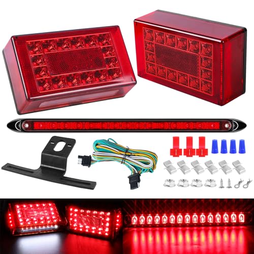 LIMICAR 6' LED Trailer Light Kit, 12V LED Submersible Boat Trailer Lights, Stop Turn Tail License Plate Brake Running LED Tail Lights w/ 29FT Trailer Wire, 15LED 3rd ID Light Bar