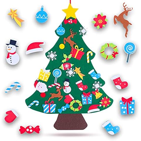 Felt Christmas Tree for Toddlers - 37.5 x 27.5 Inches DIY Felt Christmas Tree for Kids with 33 Ornaments - Kids Christmas Tree Wall Hanging Home Decoration Cover