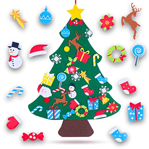 Season 4 Sparkles Felt Christmas Tree for Toddlers Perfect Stocking Stuffer - 37.5 x 27.5 Inches Kids Christmas Tree with 33 Ornaments - DIY Felt Christmas Tree for Kids Wall Home Decoration