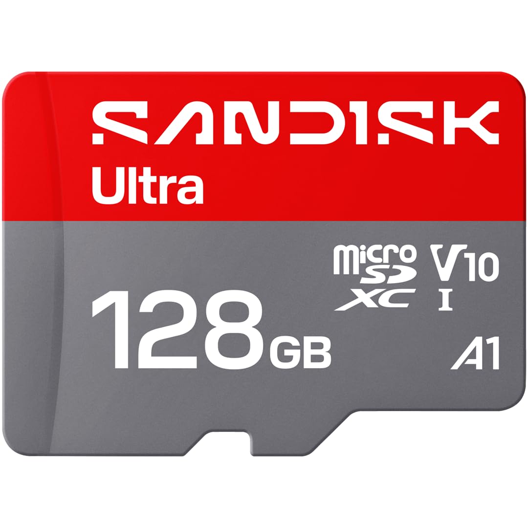 SANDISK 128GB Ultra microSD UHS-I Card - Up to 195MB/s Read Speed, Full HD Video, V10, U1, C10, A5 - SDSQUJQ-128G-GZ6MA [New Version]