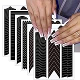French Tip Tool Nail Guides Self-Adhesive French V-Shaped Moon Shaped Manicure Strips Stickers Edge Auxiliary French Nail Sticker Black DIY Nail Stencil Tools for Women Manicure Decoration 6 Sheets