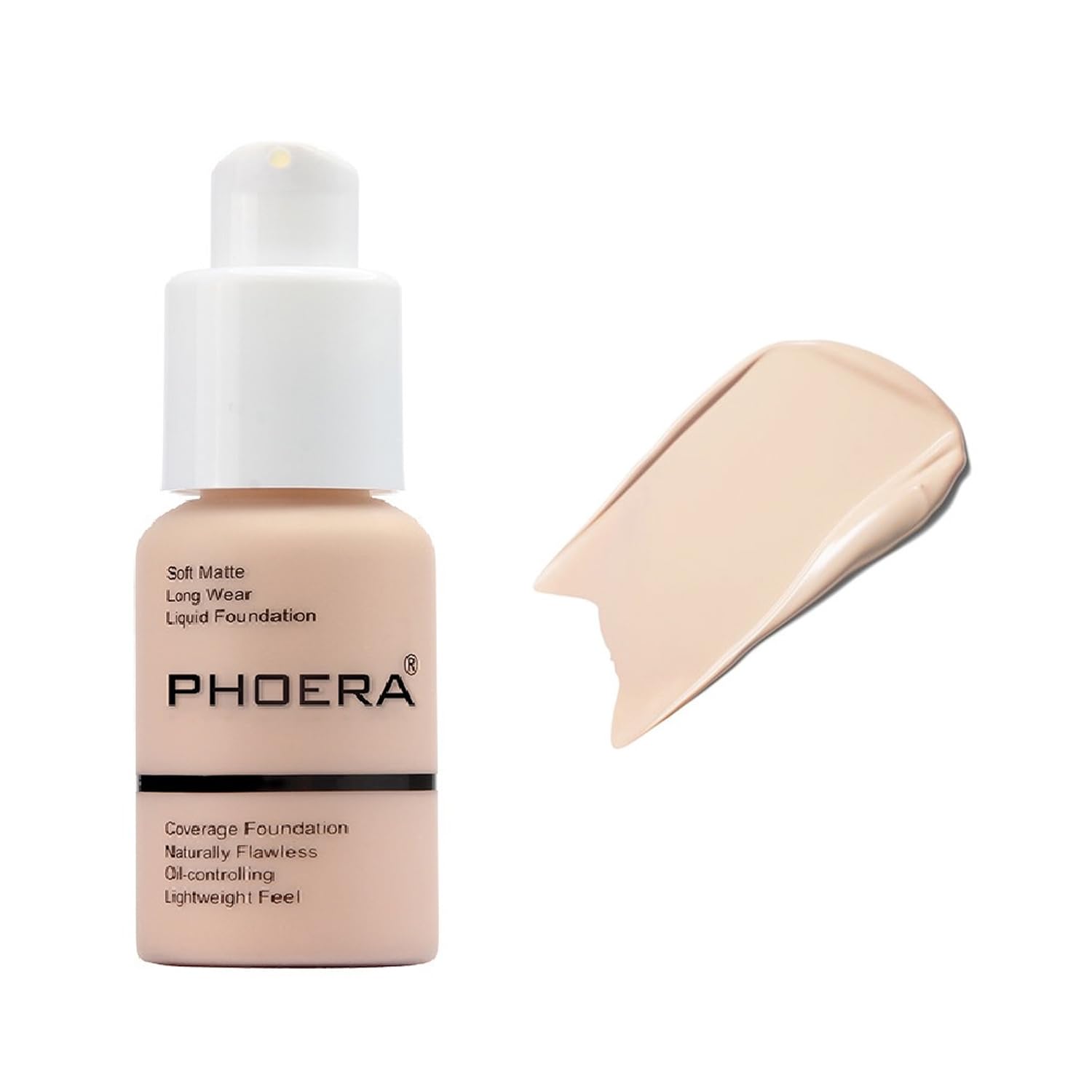 PHOERA Foundation,Matte Oil Control Concealer Cream,Long Lasting Waterproof Makeup,Full Coverage Foundation (101 Porcelain)