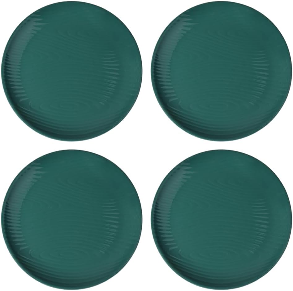 temp-tations by Tara Woodland Emerald Green Plates, Set of 4-8" Small Green Ceramic Plates for Salad, Microwavable, Dishwasher-Safe, Stoneware Dinnerware Sets, Premium Kitchen and Dining Dishes