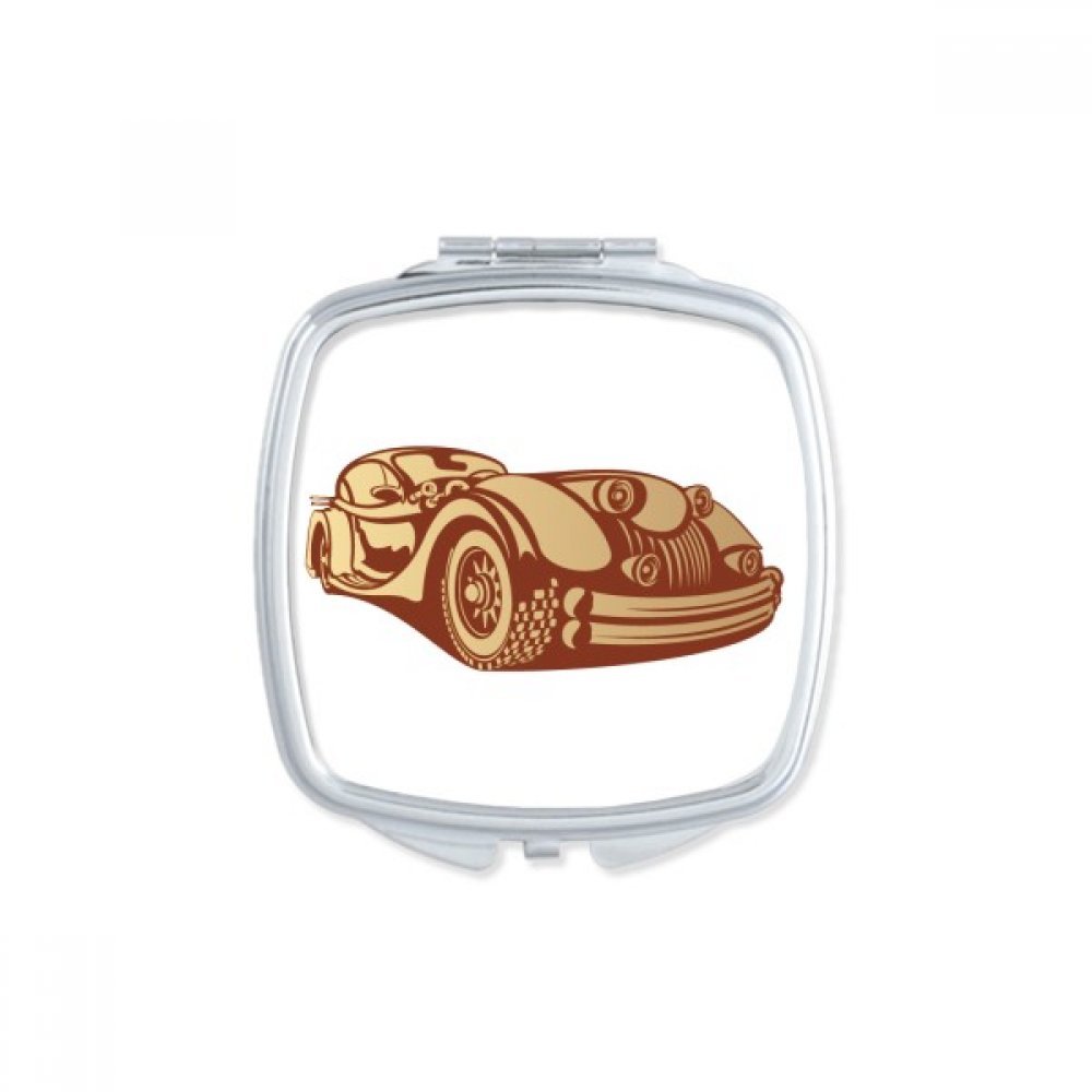 Miroir de poche à la main voiture noire classique maquillage compact carré