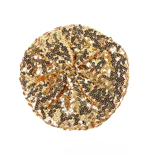 ZARSIO Women Sparkly Sequin Beret Fashion Beanie for Dancing Party Club Disco Festival Party (US Alpha Medium Gold)