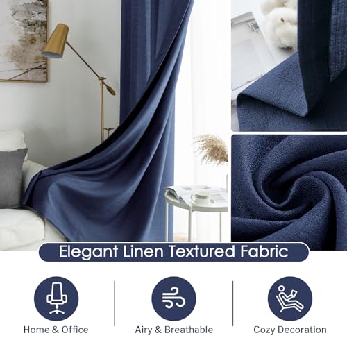 Image of Melodieux 84 Inches Curtain for Living Room - Light Filtering, Linen Look, Rod Pocket, Semi Sheer Curtain Drapes for Home Office, Bedroom (52 inch W x 84 inch L, 2 Panels)
