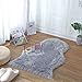 KAIHONG Faux Peau de Mouton en Laine Tapis 50 x 80 cm Imitation Toison Moquette Fluffy Soft Longhair Décoratif Coussin de Chaise Canapé Natte (Gris, 50 x 80 cm)