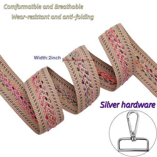 Image of Wide Purse straps Crochet Flower replacement crossbody for Handbag Adjustable Embroidery Knit Guitar Shoulder strap