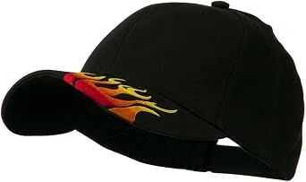 Cameo Brushed Cotton Embroidered Flame Logo Cap - Black W41S59B