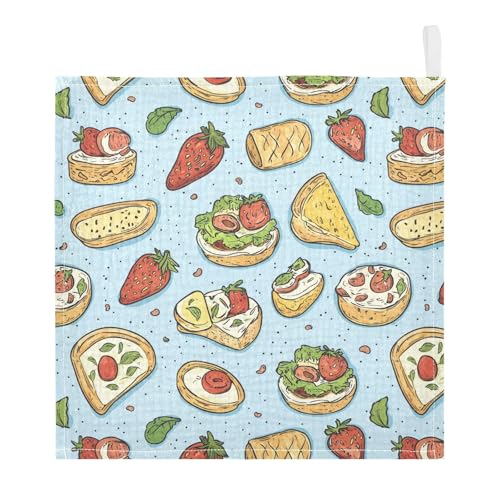 vvfelixl Baby Muslin Washcloths Colorful Sketchy Food Baby Burp Cloths Cotton Babys Face Towel for Newborn Infants Boys Girls Soft and Absorbent 11.8 X 11.8 in, 3 Pack