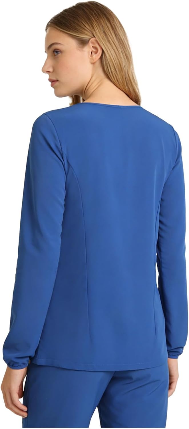 YiZYiF Women Botton Up Zip Front Scrub Jackets Long Jacket with Pockets Tunic Blouse Nurse Grown Underscrubs