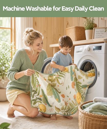 Image of Hooded Bath Towels for Kids, Kids Toddler Beach TowelsGirls Boys, 45 inch x 45 inch Large Size 100% Cotton Muslin Towels, Absorbent Six-Layer Quick Dry Wrap, Perfect for Pool Swim (Jungle Pattern)