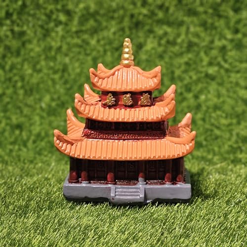 Image of Miniature Chinese Temple for Garden & Dollhouse Decor | Resin Feng Shui Pagoda Showpiece | Fairy Garden, Bonsai, Aquarium & Gifting Figurine