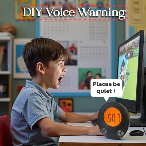 digital decibel meter with diy voice warning function wall hanging sound level meter 35db to 135db with alarm quiet please sound level meter for schools hospitals temples libraries theaters