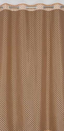 Image of Sheer Net Semi Transparent Home Decor Curtains for Living Room, Balcony Doors and Windows Panel, Parda, Eyelets Hanging, Light Brown, 1 Piece, 4 x 9 Feet