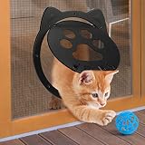 Patent Design Cat Door for Screen Door, ZOUTEX Pet Screen Door with Lockable Magnetic Flap for Cat a