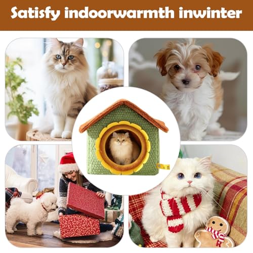Lit pour chat en forme de caverne amovible et isolant