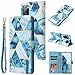 Produktbild Lederhülle für Samsung Galaxy A12 Flip Hülle Wallet Case Marmor Handyhülle PU Leder Marble Handytasche Tasche Brieftasche Kartensteckplätzen Schutzhülle Handy Hüllen für Samsung Galaxy A12 Blau