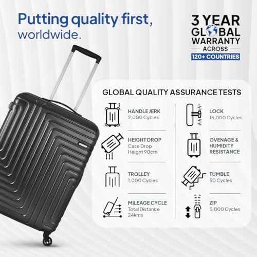 Image of American Tourister Ivy NXT|Medium Size Check-in Spinner Trolley Bag (68 cm)|360 4 Wheel Travel Luggage|Hard Case Polycarbonate (PC) Suitcase|Mounted TSA Lock|Black