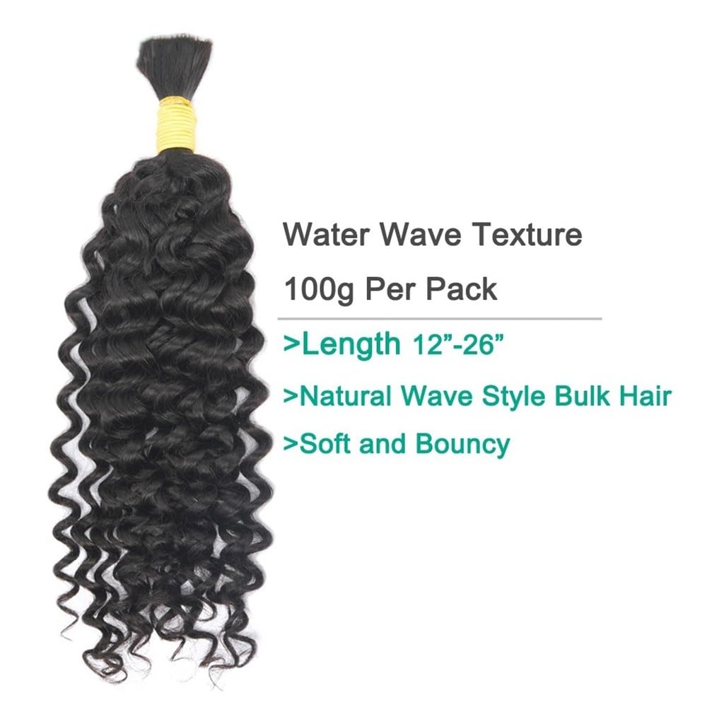 Splatanie włosów Przedłużki z włosów ludzkich Water Wave 100g 14-28 cali kręcone włosy ludzkie do zaplatania Kobieta(28 Inch)
