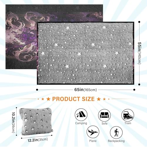 Manta suave para sofá de anime morado, ideal para relajarte en la oficina 5
