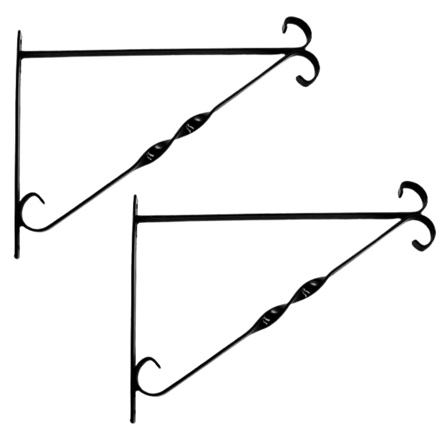 Garden Mile Hanging Basket Brackets 10”/2 Pack – Black Metal Wall Mounted Plant Hangers for Garden, Fence & Outdoor Use, Decorative Hanging Hooks for Baskets & Planters