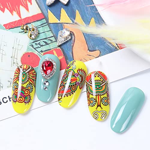 Holographic Nail Foil Transfer Stickers Decals, Colorful Geometry Flowers Nail Polish Sheets Nail Film Designs Acrylic Nails Supplies For Nail Transfer Glue Polish, Women Manicure Decal Decorations #TOP1