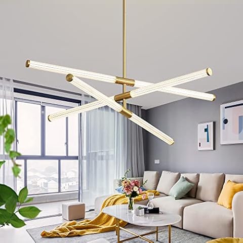 Deyidn LED Sputnik Chandeliers Modern Chandelier Mid Century Light Fixture Gold Lighting for Kitchen Island Dining Room Farmhouse Bedroom Living Room Cover