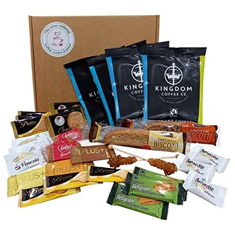Coffee Lovers Gift Set Hamper / 4x Ground Coffee Sachets / Over 20 Italian Café Biscuits Cover