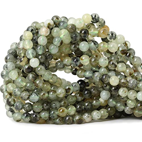 CHEAVIAN 60PCS 6mm Natural Prehnite Gemstone Smooth Surface Round Loose Beads for Jewelry Making 1 String 15 Inches