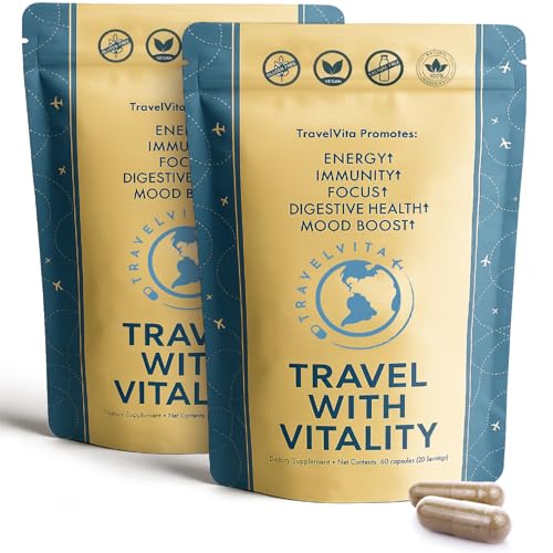 Natural Travel Pills - Traveling Supplement for Jet Lag Relief, Digestion, Immunity, Energy, Sleep,...