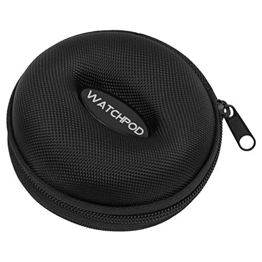 WATCHPOD Travel Watch Case | Single Watch Box w/ Zipper for Storage | Cushioned Round Portable Watch Case for Travel | Fits all Wristwatches and Smart Watches up to 50mm (Black)