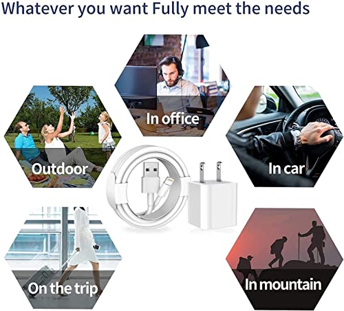 [Apple Mfi Certified] Iphone Charger, 2Pack Lightning Cable Apple Charging Cords & Fast Quick Usb Wall Charger Travel Plug Adapter Compatible With Iphone 12/11 Pro/11/Xs Max/Xr/8/7/6S/6 Plus/Airpods #TOP6