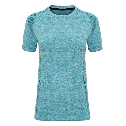 Tri Dri Camiseta de manga corta sin costuras 3D Fit Multi Sport Performance para mujer, turquesa, M