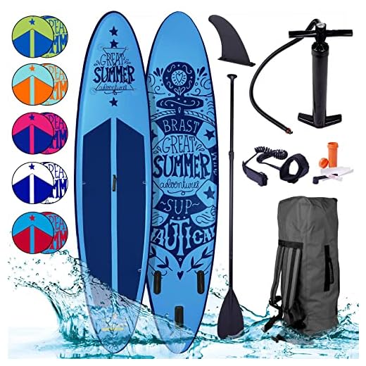Brast Tabla Paddle Surf Hinchable Summer | 320X81X15Cm Muchos Modelos | Incl. Accesorios Correa Para El Pie, Remo, Bomba, Mochila De Transporte | Azul Rojo Verde Naranja Turquesa Rosa Blanco