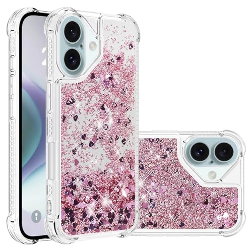 Coque iPhone C Plus antichoc et scintillante à paillettes liquides rose doré