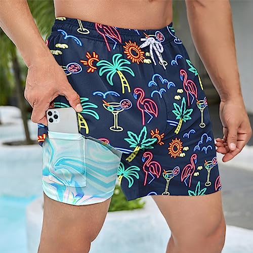 Rashmika Mens Swim Trunks with Compression Liner Swim Shorts Quick Dry Mens Board Shorts with Pockets2