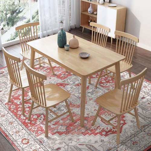 OPPODREAM 8x10 Area Rugs, Soft Area Rugs 8x10, Washable Carpet 8 x 10 with Non Slip Backing, Faux Cashmere Low-Pile 8 x 10 Carpet, Red & Grey
