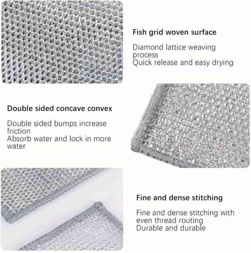 Image of 10 Pack Non-Scratch Wire Dishcloth, Steel Scrubber for Utensils Cleaning, Multipurpose Wet and Dry Cleaning Dish Wash Cloth Scrubber for Washing Dishes, Sinks, Counters