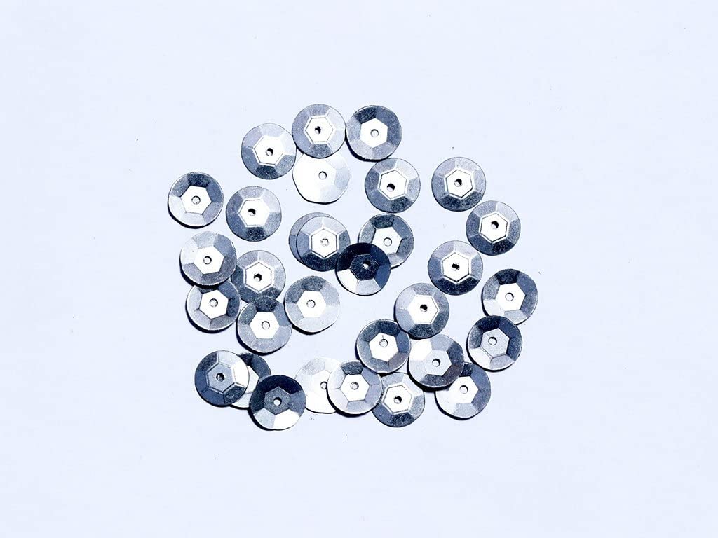The Design Cart Silver Lustre Centre Hole Flat Circular Plastic Sequins- 12 mm Sitara for Craft, Embroidery, and Jewellery Making Size-12 mm,Package of 250 Grams